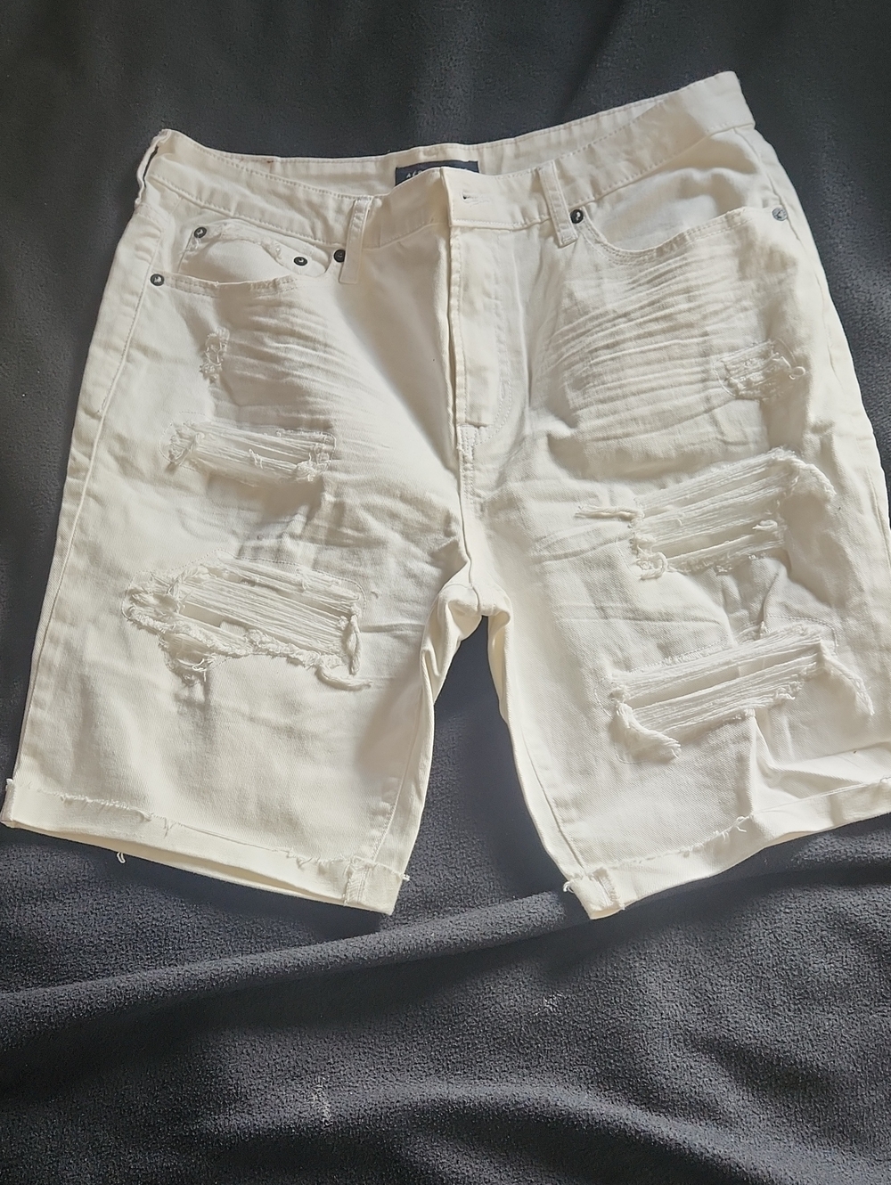 Aeropostale Men's Distressed White Denim Shorts